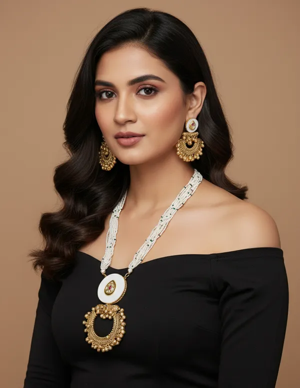 White_-_Gold_Brass_Necklace_Set_For_Women